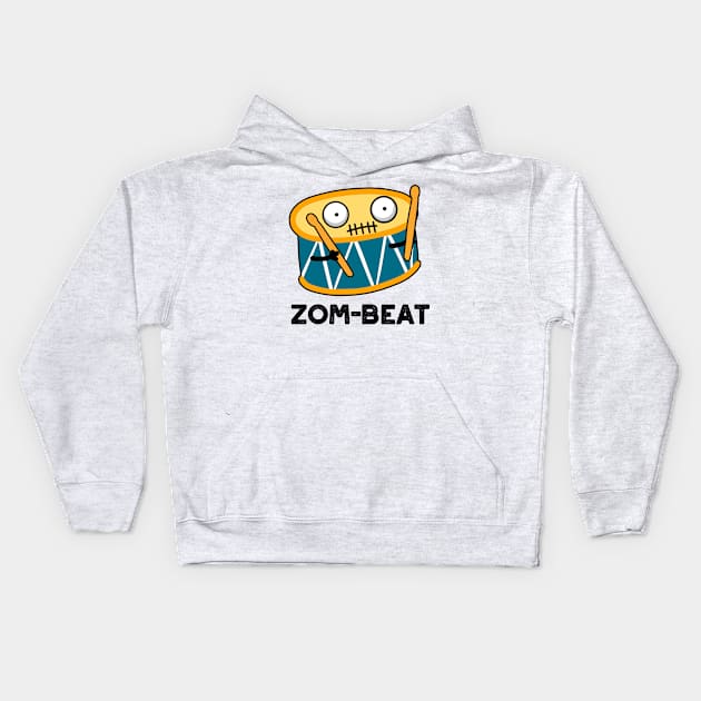 Zom-beat Cute Halloween Zombie Drum Pun Kids Hoodie by punnybone